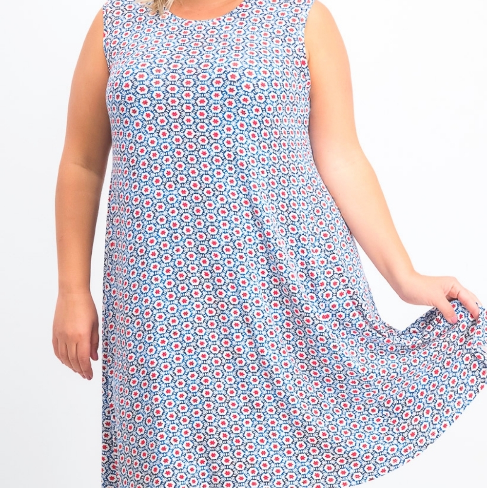 Style & Co Sleeveless Swing Shift Dress Patriotic NWT Sz 0X